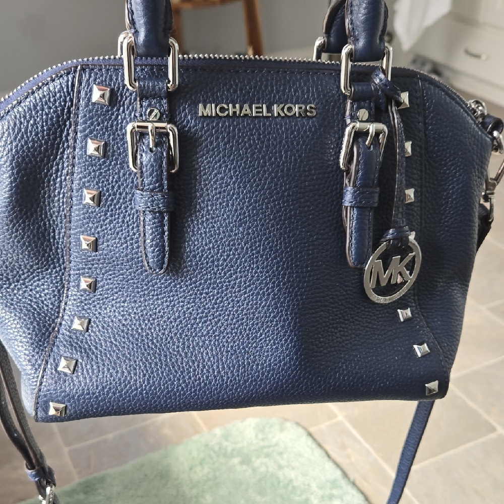Michael Kors Dark Blue Studded Satchel